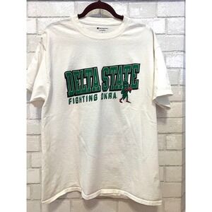Champion Delta State Fighting Okra Graphic T Shirt White Mens Size Large